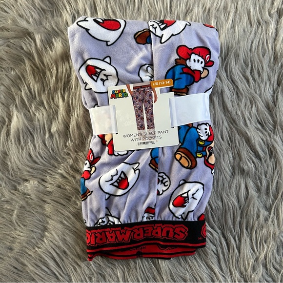 Super Mario Pajama Pants Women’s Size Large Purple Sleep Pants With Pockets - Picture 1 of 5